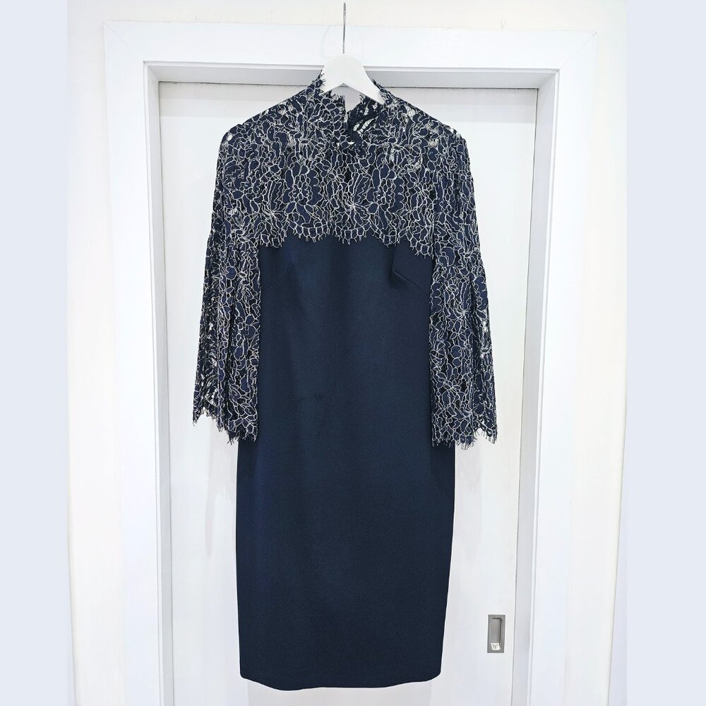 Eliza J Navy Lace Long Sleeve Cocktail Dress Size 10